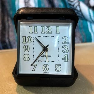 Vintage Westclox Travel Alarm Clock Compact Glows Black Case Wind Up Works Great